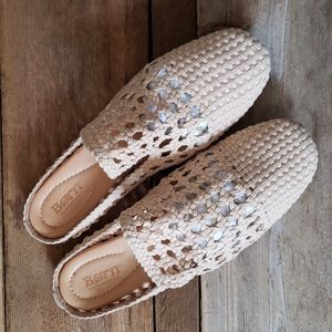 Born Cameo Woven Slip On Closed Toe Mules Flats  Size 8M